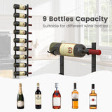 NNECW Rust-proof Metal Wall Mounted Wine Rack for 6/9/12 Bottles-9 Bottles