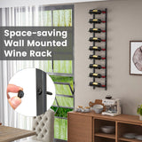 NNECW Rust-proof Metal Wall Mounted Wine Rack for 6/9/12 Bottles-9 Bottles
