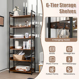 NNECW 6-Tier ndustrial Bookcase with Metal Frame for Garage/Living Room