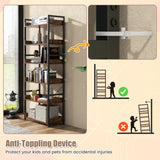 NNECW 6-Tier ndustrial Bookcase with Metal Frame for Garage/Living Room
