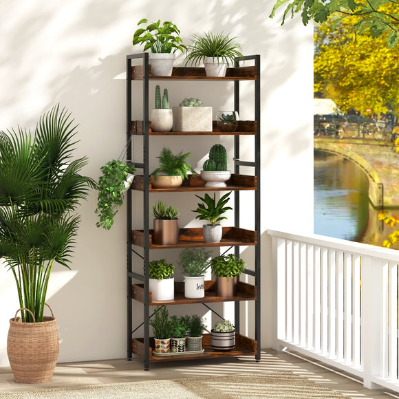 NNECW 6-Tier ndustrial Bookcase with Metal Frame for Garage/Living Room