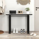 NNECW 110cm Faux Marble Console Table with Sturdy Metal Legs-Black
