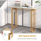 NNECW 110cm Faux Marble Console Table with Sturdy Metal Legs-Golden