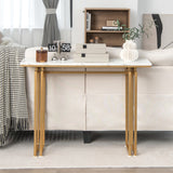 NNECW 110cm Faux Marble Console Table with Sturdy Metal Legs-Golden