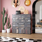 NNECW 12-Cube Shoe Storage Cabinet with Removable Shelf for Hallway-Black