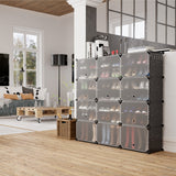 NNECW 12-Cube Shoe Storage Cabinet with Removable Shelf for Hallway-Black