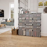 NNECW 12-Cube Shoe Storage Cabinet with Removable Shelf for Hallway-Black