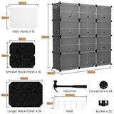 NNECW 12-Cube Shoe Storage Cabinet with Removable Shelf for Hallway-Black