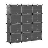 NNECW 12-Cube Shoe Storage Cabinet with Removable Shelf for Hallway-Black
