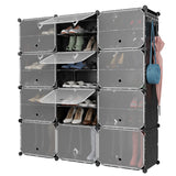 NNECW 12-Cube Shoe Storage Cabinet with Removable Shelf for Hallway-Black