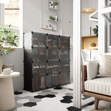 NNECW 12-Cube Shoe Storage Cabinet with Removable Shelf for Hallway-Black