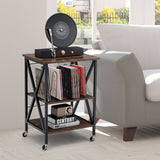 NNECW 3-tier Rolling Stand with 3 Dividers and Steel Frame for Living Room/Office