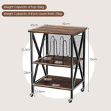 NNECW 3-tier Rolling Stand with 3 Dividers and Steel Frame for Living Room/Office
