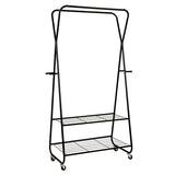 NNECW Rolling Garment Rack on Wheels with Double Hanging Rods for Bedroom/Balcony/Dorm