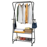 NNECW Rolling Garment Rack on Wheels with Double Hanging Rods for Bedroom/Balcony/Dorm