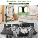NNECW Rolling Garment Rack on Wheels with Double Hanging Rods for Bedroom/Balcony/Dorm