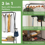 NNECW Rolling Garment Rack on Wheels with Double Hanging Rods for Bedroom/Balcony/Dorm