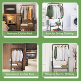 NNECW Rolling Garment Rack on Wheels with Double Hanging Rods for Bedroom/Balcony/Dorm