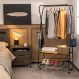 NNECW Rolling Garment Rack on Wheels with Double Hanging Rods for Bedroom/Balcony/Dorm