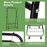 NNECW Rolling Garment Rack on Wheels with Double Hanging Rods for Bedroom/Balcony/Dorm