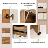 NNECW Freestanding Kitchen Pantry Cabinet with Wide Countertop and Adjustable Shelves for Kitchen/Dining Room