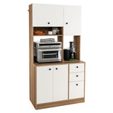 NNECW Freestanding Kitchen Pantry Cabinet with Wide Countertop and Adjustable Shelves for Kitchen/Dining Room