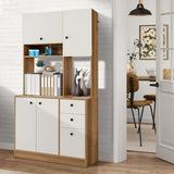 NNECW Freestanding Kitchen Pantry Cabinet with Wide Countertop and Adjustable Shelves for Kitchen/Dining Room