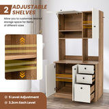 NNECW Freestanding Kitchen Pantry Cabinet with Wide Countertop and Adjustable Shelves for Kitchen/Dining Room