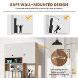 NNECW Freestanding Kitchen Pantry Cabinet with Wide Countertop and Adjustable Shelves for Kitchen/Dining Room