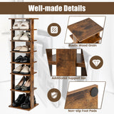NNECW Wooden Shoe Rack with 8 Levels and Large Capacity for Entry/Living Room-Coffee