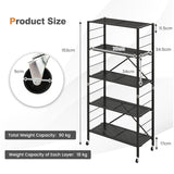 NNECW 5-Tier Folding Storage Shelves with Wheels for Garage & Kitchen