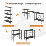 NNECW 5-Tier Folding Storage Shelves with Wheels for Garage & Kitchen