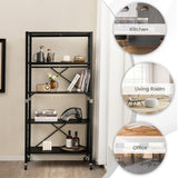 NNECW 5-Tier Folding Storage Shelves with Wheels for Garage & Kitchen