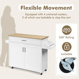 NNECW Portable Kitchen Island with Lockable Rubber Casters for Kitchen
