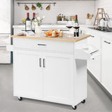 NNECW Portable Kitchen Island with Lockable Rubber Casters for Kitchen