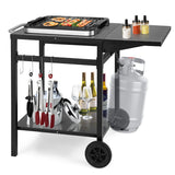 NNECW Movable Double-Shelf Dining Cart Table with Folding Tabletop