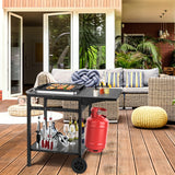 NNECW Movable Double-Shelf Dining Cart Table with Folding Tabletop