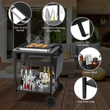 NNECW Movable Double-Shelf Dining Cart Table with Folding Tabletop