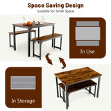 NNECW Space-saving Dining Table Set for 4 with 2 Benches for Kitchen-Brown