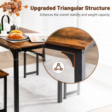 NNECW Space-saving Dining Table Set for 4 with 2 Benches for Kitchen-Brown
