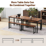 NNECW Space-saving Dining Table Set for 4 with 2 Benches for Kitchen-Brown