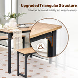 NNECW Space-saving Dining Table Set for 4 with 2 Benches for Kitchen-Natural