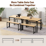 NNECW Space-saving Dining Table Set for 4 with 2 Benches for Kitchen-Natural