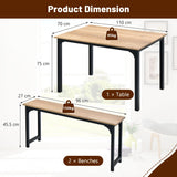 NNECW Space-saving Dining Table Set for 4 with 2 Benches for Kitchen-Natural