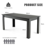 NNECW 160 CM Modern Dining Table with Sturdy L-shaped Legs-Black
