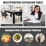 NNECW 160 CM Modern Dining Table with Sturdy L-shaped Legs-Black