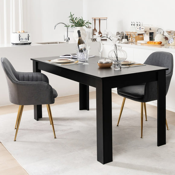 NNECW 160 CM Modern Dining Table with Sturdy L-shaped Legs-Black