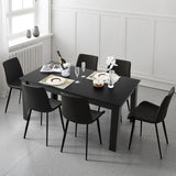 NNECW 160 CM Modern Dining Table with Sturdy L-shaped Legs-Black