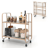 NNECW 2-Tier Mobile Serving Cart with Tempered Glass Shelf