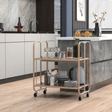 NNECW 2-Tier Mobile Serving Cart with Tempered Glass Shelf